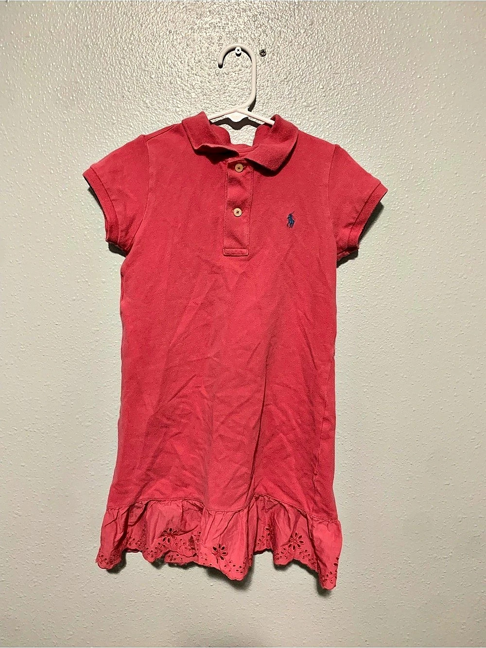 Ralph Lauren Polo Dress with Eyelet Hem Girls' Pink Size 6
